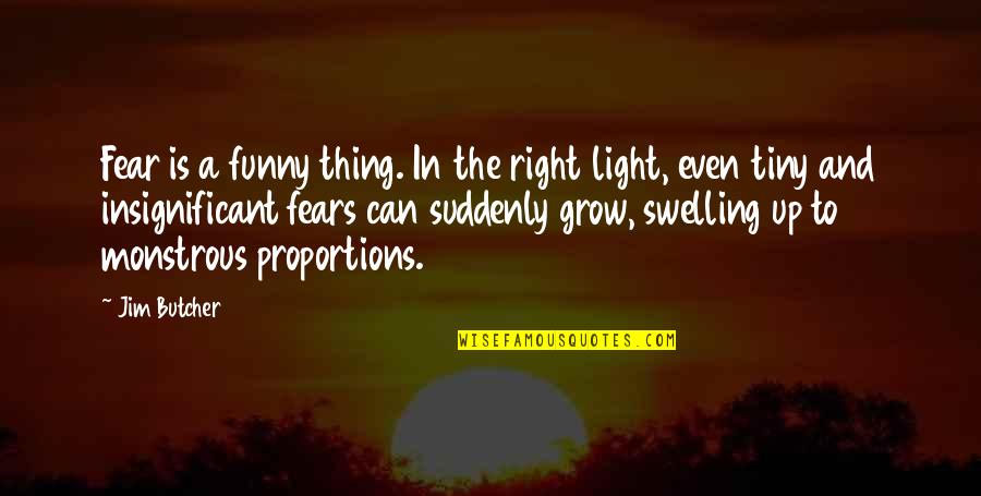 Swelling Quotes By Jim Butcher: Fear is a funny thing. In the right