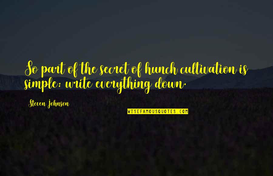 Swensens Quotes By Steven Johnson: So part of the secret of hunch cultivation