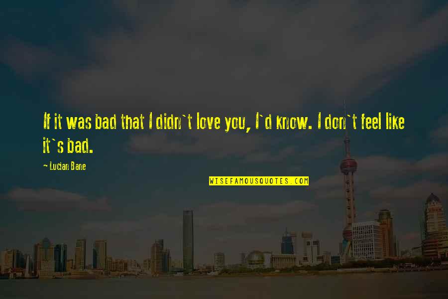 Swerdloff Md Quotes By Lucian Bane: If it was bad that I didn't love