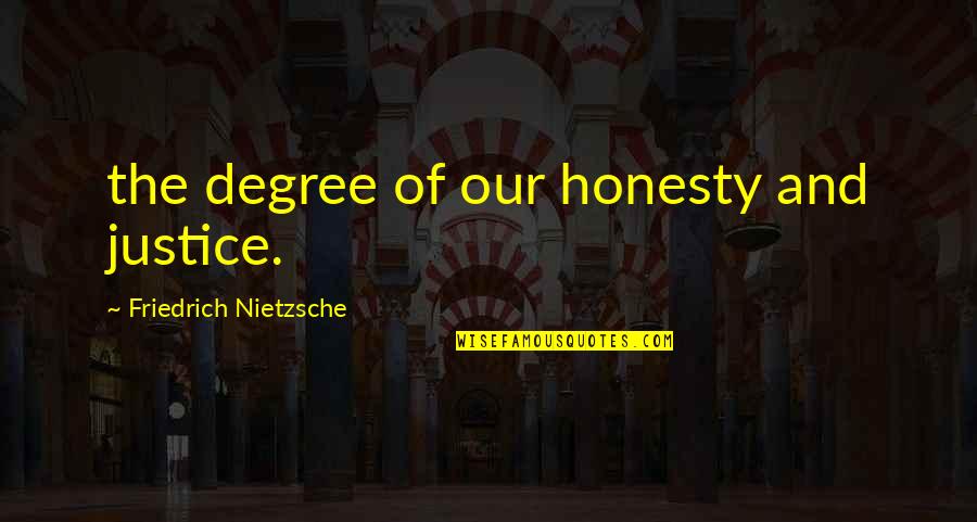 Swigged Hooded Quotes By Friedrich Nietzsche: the degree of our honesty and justice.