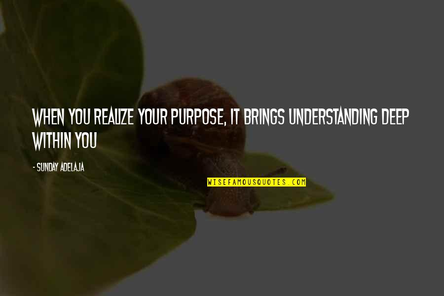 Swiggin Quotes By Sunday Adelaja: When you realize your purpose, it brings understanding