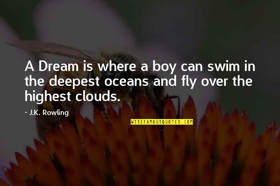 Swim The Fly Quotes By J.K. Rowling: A Dream is where a boy can swim Swim The Fly Quotes By J.K. Rowling: A Dream is where a boy can swim
