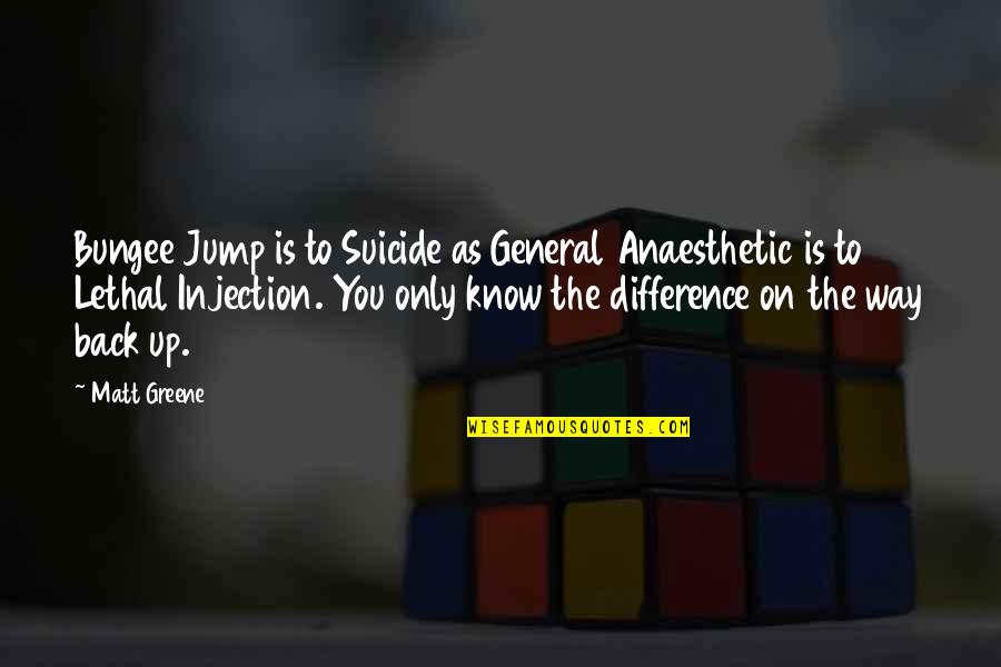 Swimming Sayings And Quotes By Matt Greene: Bungee Jump is to Suicide as General Anaesthetic Swimming Sayings And Quotes By Matt Greene: Bungee Jump is to Suicide as General Anaesthetic