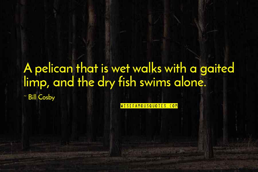 Swims Quotes By Bill Cosby: A pelican that is wet walks with a
