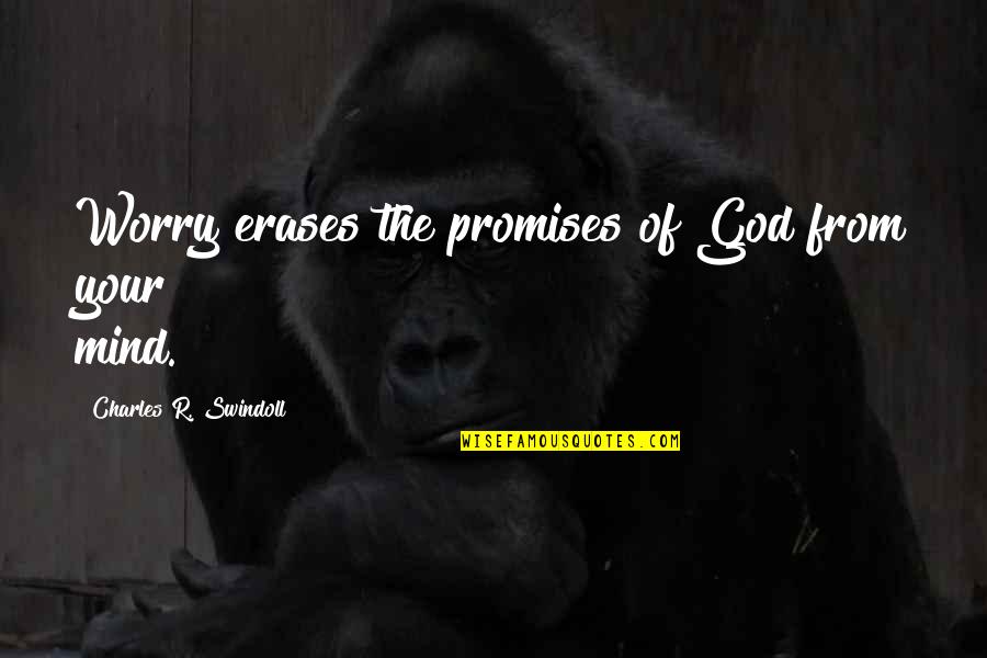 Swindoll Quotes By Charles R. Swindoll: Worry erases the promises of God from your