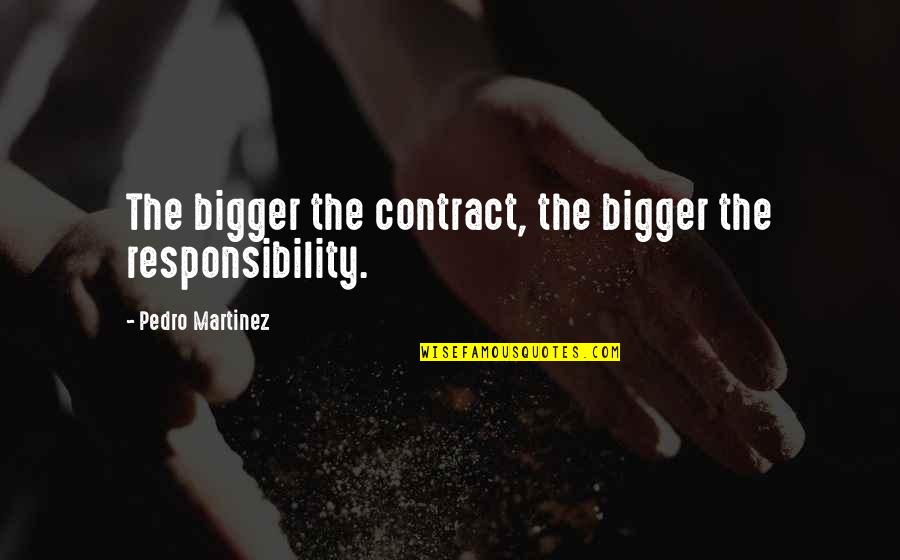 Swinging Door Quotes By Pedro Martinez: The bigger the contract, the bigger the responsibility. Swinging Door Quotes By Pedro Martinez: The bigger the contract, the bigger the responsibility.