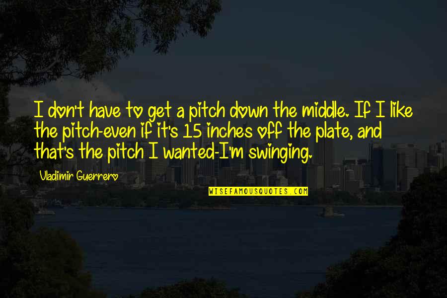 Swinging Quotes By Vladimir Guerrero: I don't have to get a pitch down