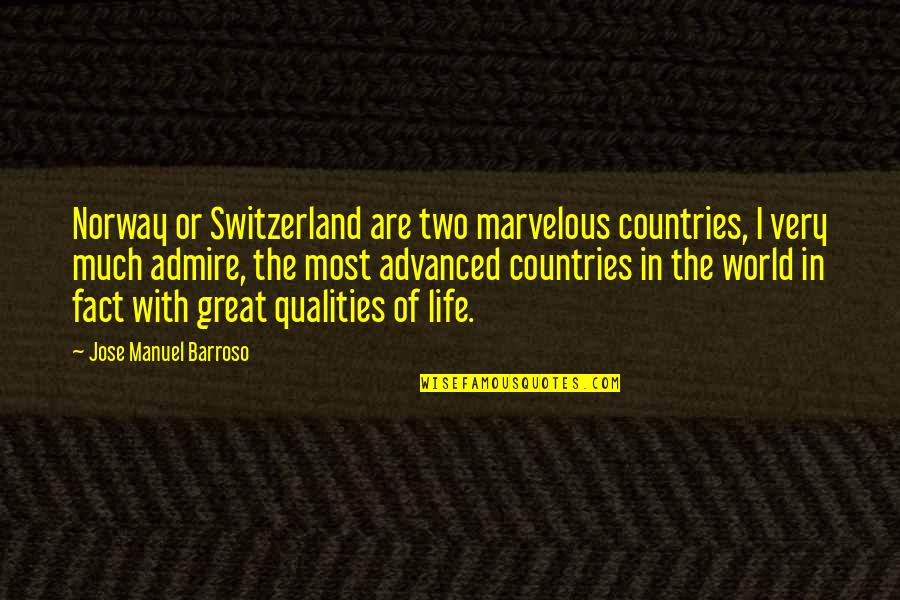 Switzerland Quotes By Jose Manuel Barroso: Norway or Switzerland are two marvelous countries, I