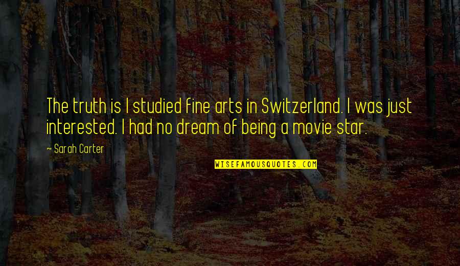 Switzerland Quotes By Sarah Carter: The truth is I studied fine arts in