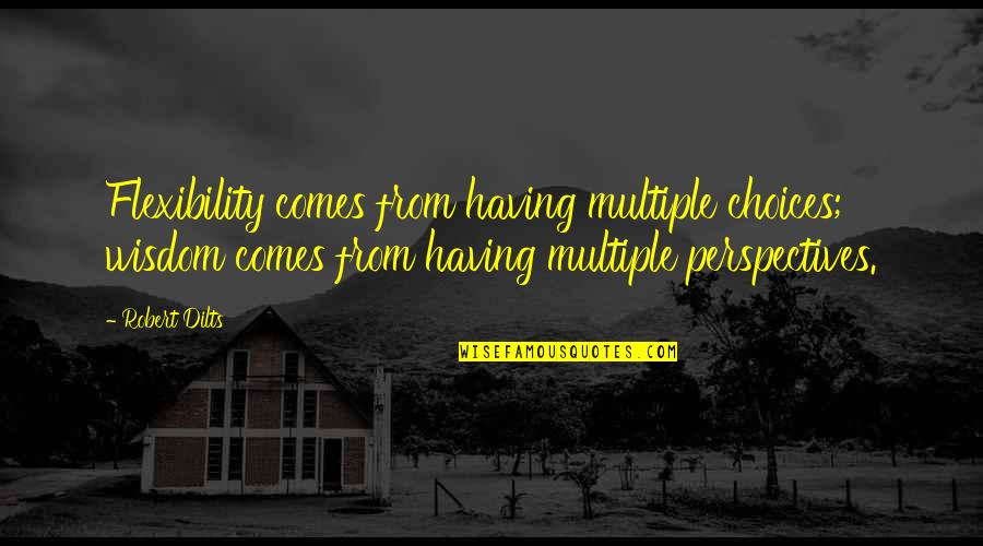 Syariat Maksud Quotes By Robert Dilts: Flexibility comes from having multiple choices; wisdom comes Syariat Maksud Quotes By Robert Dilts: Flexibility comes from having multiple choices; wisdom comes