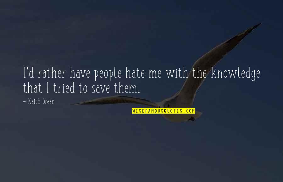 Sybella Party Quotes By Keith Green: I'd rather have people hate me with the