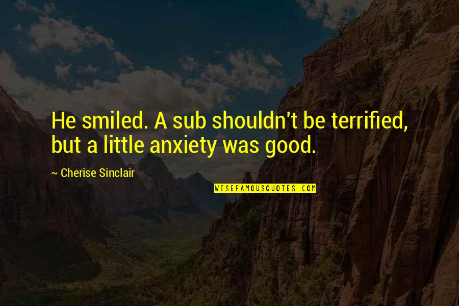 Sydney Jary Quotes By Cherise Sinclair: He smiled. A sub shouldn't be terrified, but Sydney Jary Quotes By Cherise Sinclair: He smiled. A sub shouldn't be terrified, but