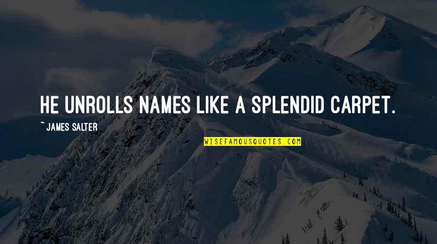 Sylta Recipe Quotes By James Salter: He unrolls names like a splendid carpet. Sylta Recipe Quotes By James Salter: He unrolls names like a splendid carpet.