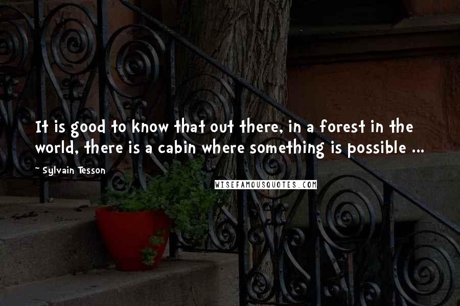 Sylvain Tesson quotes: It is good to know that out there, in a forest in the world, there is a cabin where something is possible ... Sylvain Tesson quotes: It is good to know that out there, in a forest in the world, there is a cabin where something is possible ...