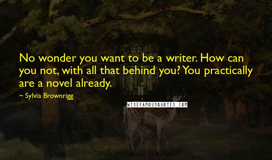 Sylvia Brownrigg quotes: No wonder you want to be a writer. How can you not, with all that behind you? You practically are a novel already.