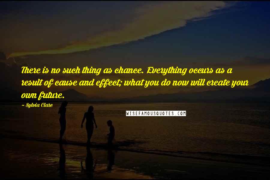 Sylvia Clare quotes: There is no such thing as chance. Everything occurs as a result of cause and effect; what you do now will create your own future.