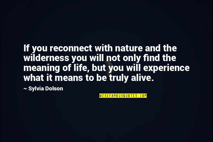 Sylvia Dolson Quotes By Sylvia Dolson: If you reconnect with nature and the wilderness