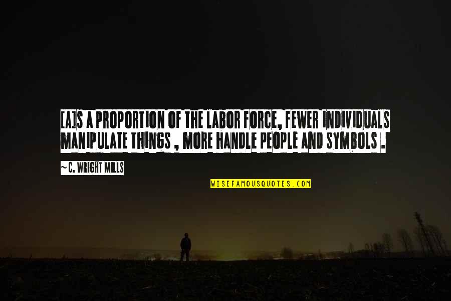 Symbols Quotes By C. Wright Mills: [A]s a proportion of the labor force, fewer