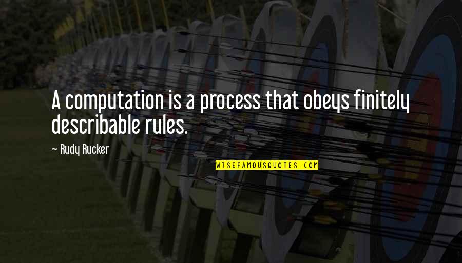 Symfony2 Quotes By Rudy Rucker: A computation is a process that obeys finitely