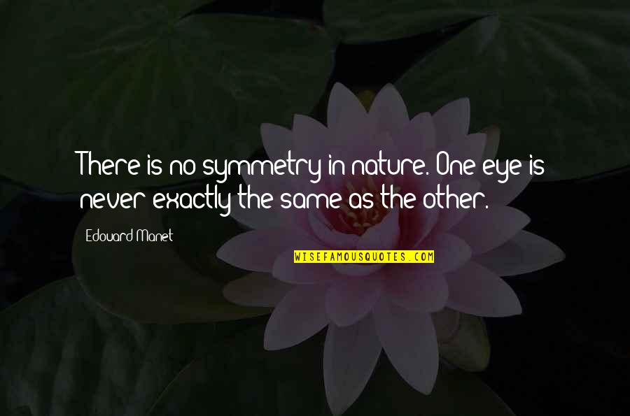 Symmetry In Nature Quotes By Edouard Manet: There is no symmetry in nature. One eye