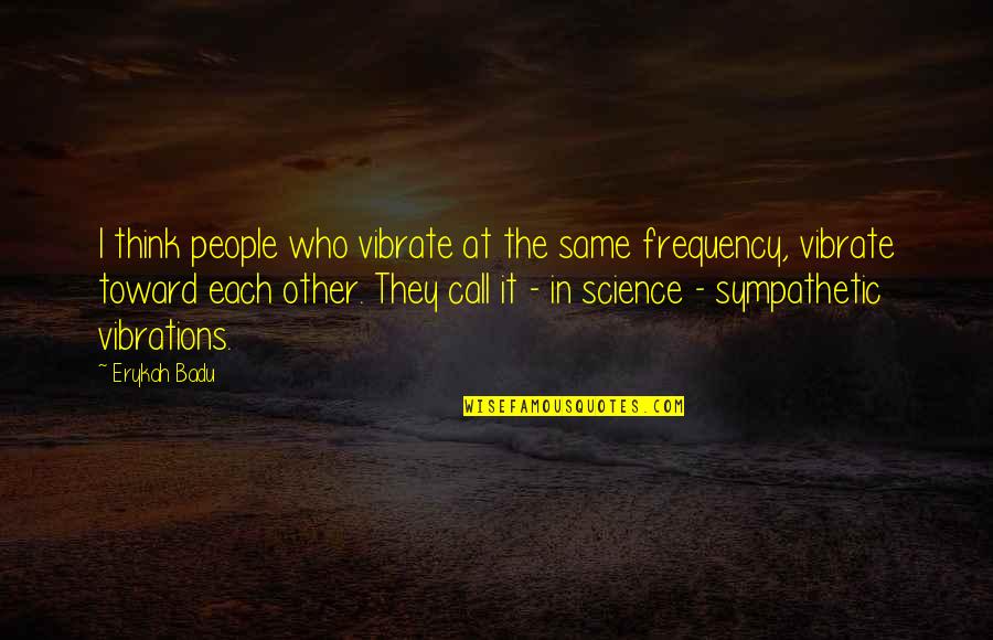 Sympathetic Quotes By Erykah Badu: I think people who vibrate at the same