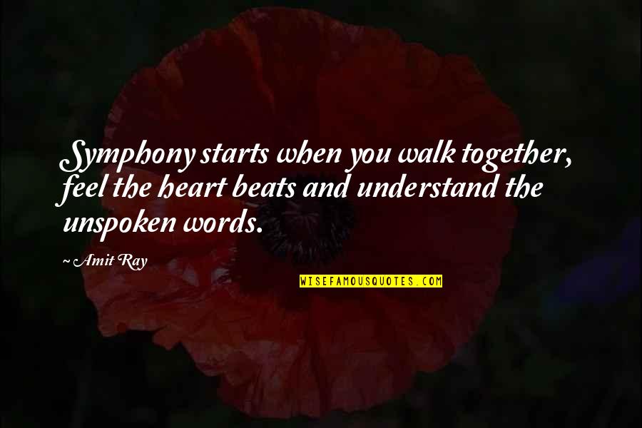 Symphony Quotes By Amit Ray: Symphony starts when you walk together, feel the