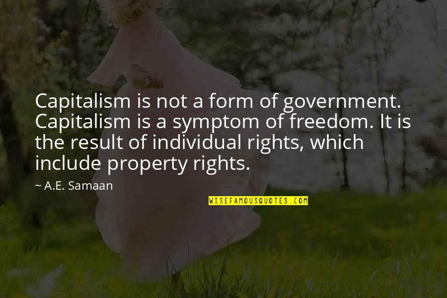 Symptom Quotes By A.E. Samaan: Capitalism is not a form of government. Capitalism