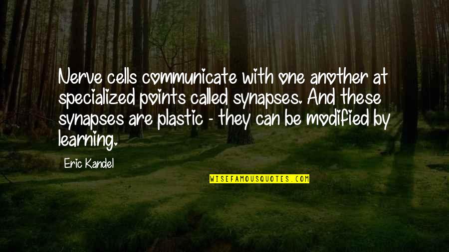 Synapses Quotes By Eric Kandel: Nerve cells communicate with one another at specialized