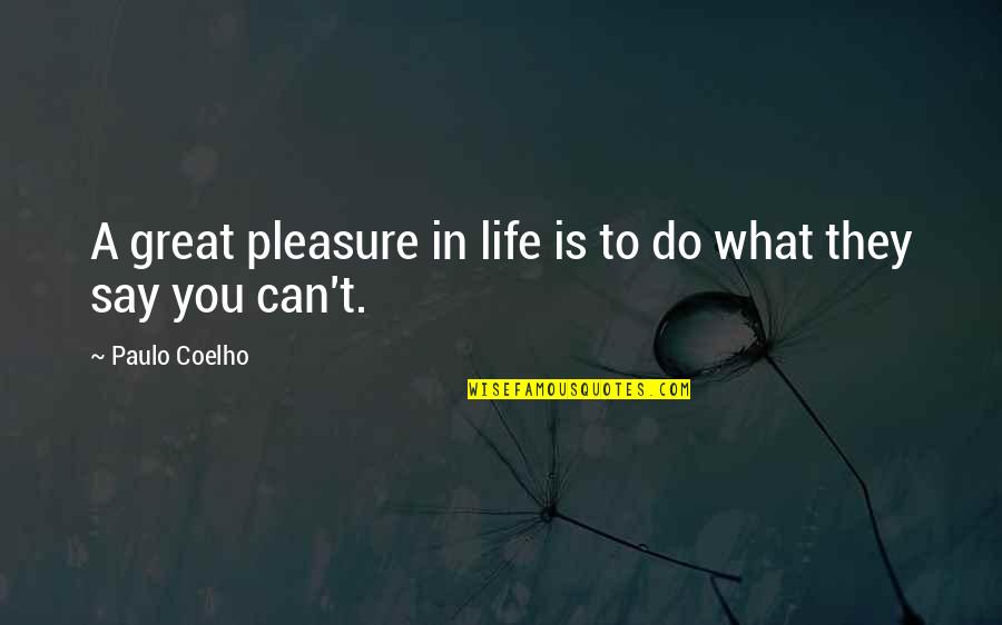 Synchronism Quotes By Paulo Coelho: A great pleasure in life is to do