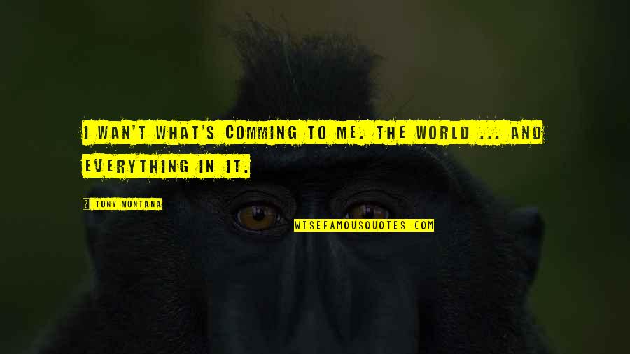 Synergisms Quotes By Tony Montana: I wan't what's comming to me. The world