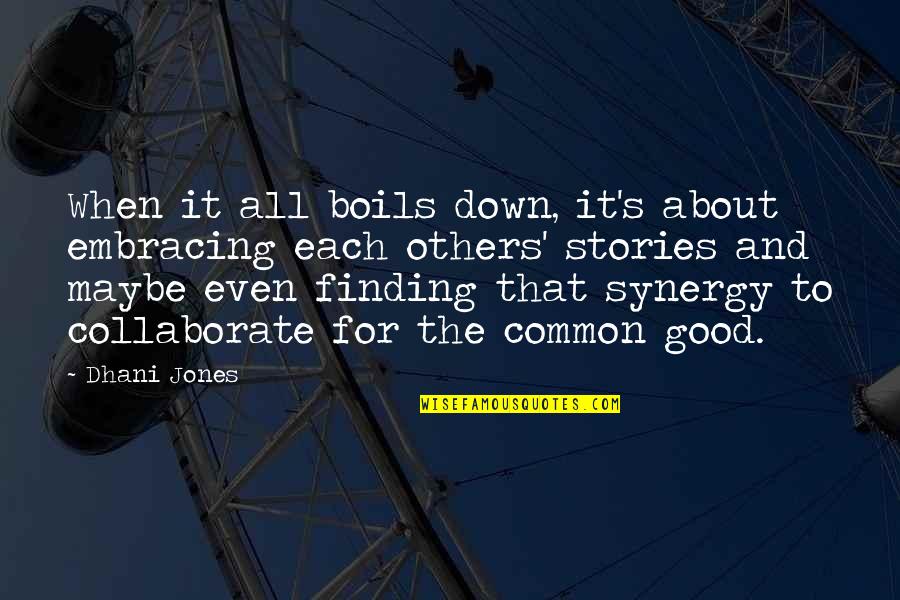 Synergy Quotes By Dhani Jones: When it all boils down, it's about embracing