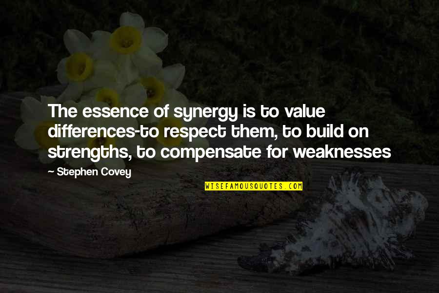 Synergy Quotes By Stephen Covey: The essence of synergy is to value differences-to