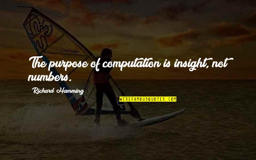 Synonyms Quotes By Richard Hamming: The purpose of computation is insight, not numbers.
