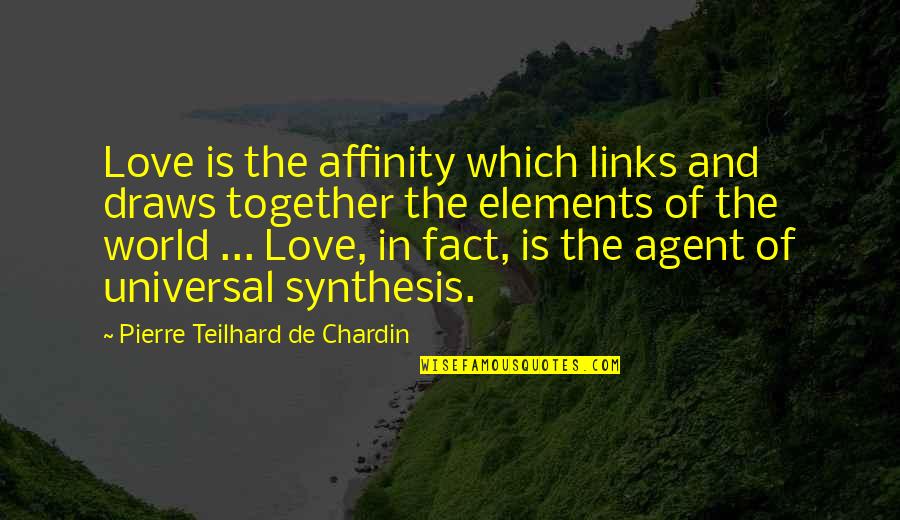 Synthesis Quotes By Pierre Teilhard De Chardin: Love is the affinity which links and draws