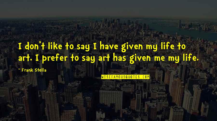 Syrov Tkov Koktejl Quotes By Frank Stella: I don't like to say I have given Syrov Tkov Koktejl Quotes By Frank Stella: I don't like to say I have given