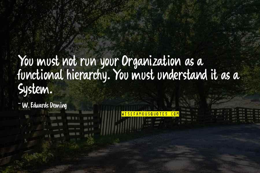 System And Organization Quotes By W. Edwards Deming: You must not run your Organization as a