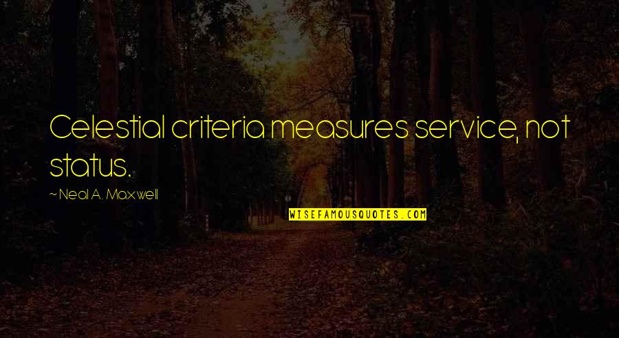 System Booksmart Quotes By Neal A. Maxwell: Celestial criteria measures service, not status.