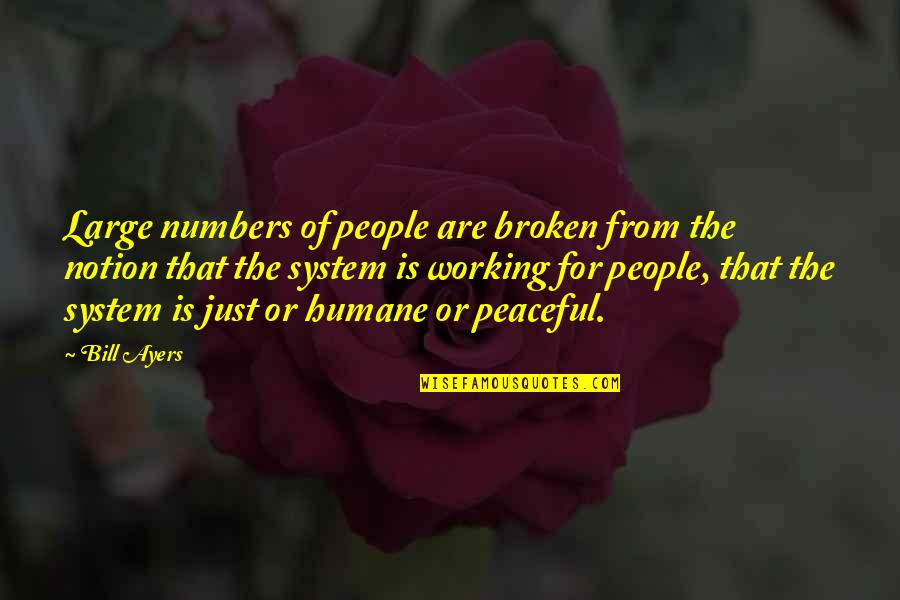 System Not Working Quotes By Bill Ayers: Large numbers of people are broken from the
