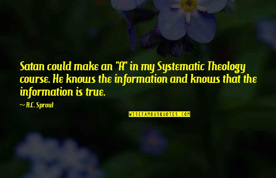 Systematic Theology Quotes By R.C. Sproul: Satan could make an "A" in my Systematic