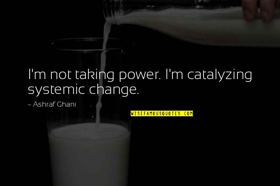 Systemic Change Quotes By Ashraf Ghani: I'm not taking power. I'm catalyzing systemic change.