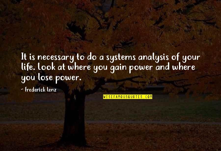 Systems Analysis Quotes By Frederick Lenz: It is necessary to do a systems analysis