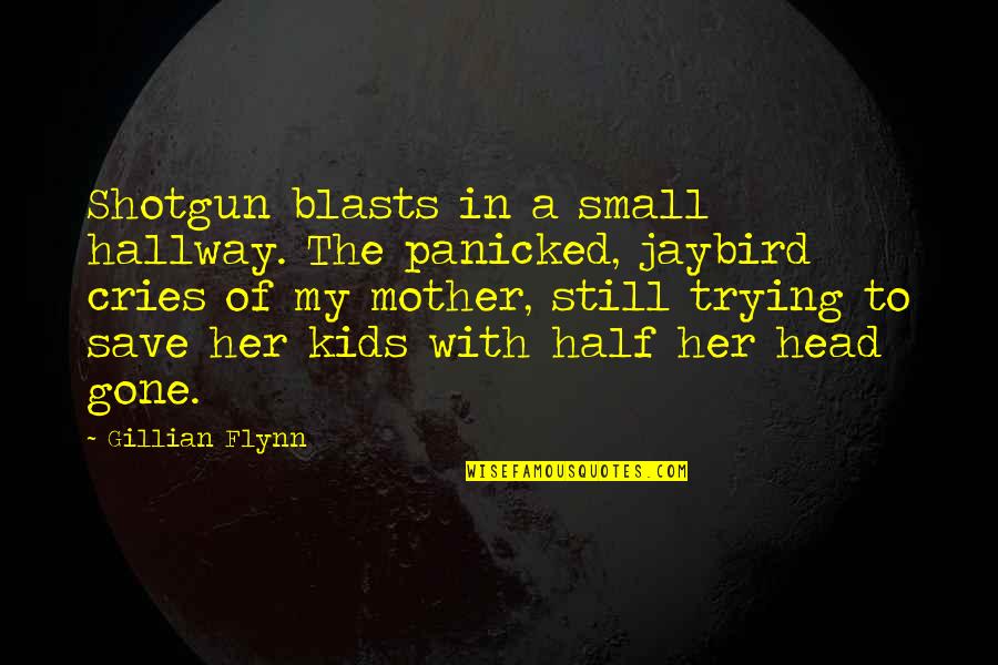 Syzygium Aromaticum Quotes By Gillian Flynn: Shotgun blasts in a small hallway. The panicked,