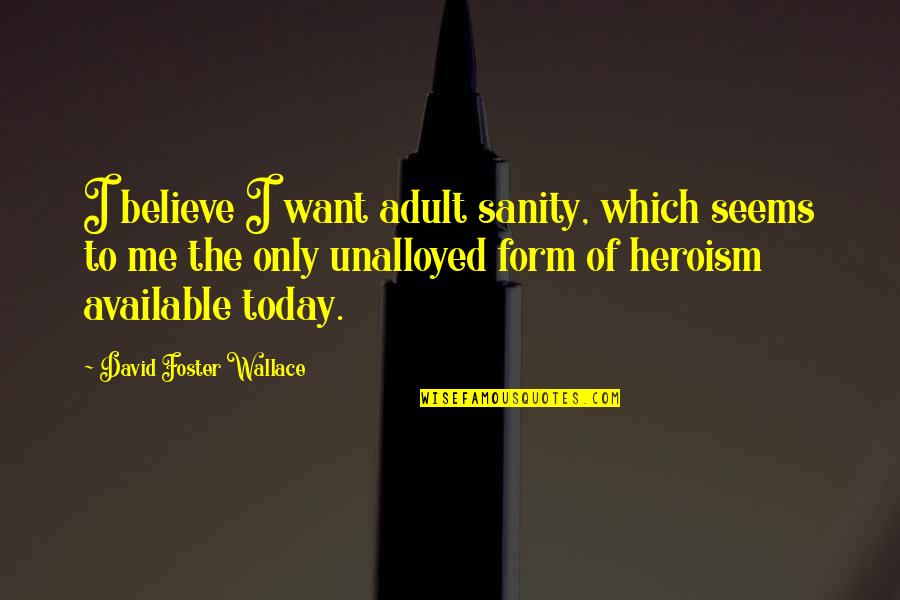 Szakadt Quotes By David Foster Wallace: I believe I want adult sanity, which seems