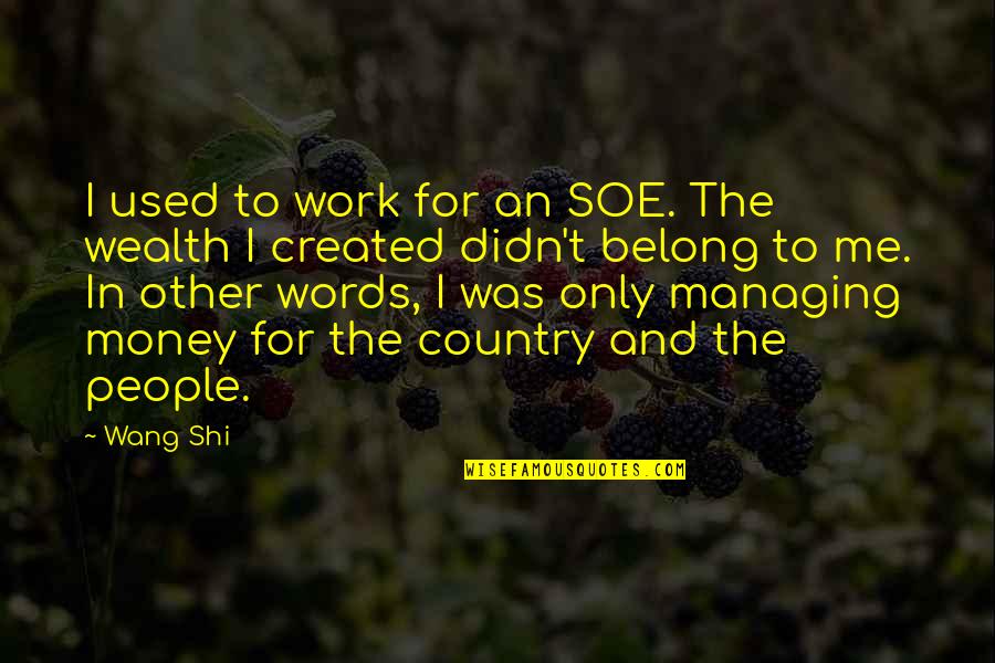 Szandorman Quotes By Wang Shi: I used to work for an SOE. The Szandorman Quotes By Wang Shi: I used to work for an SOE. The