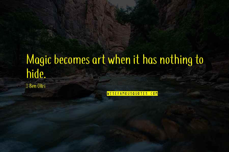 Szilv Si Ltal Nos Iskola Quotes By Ben Okri: Magic becomes art when it has nothing to