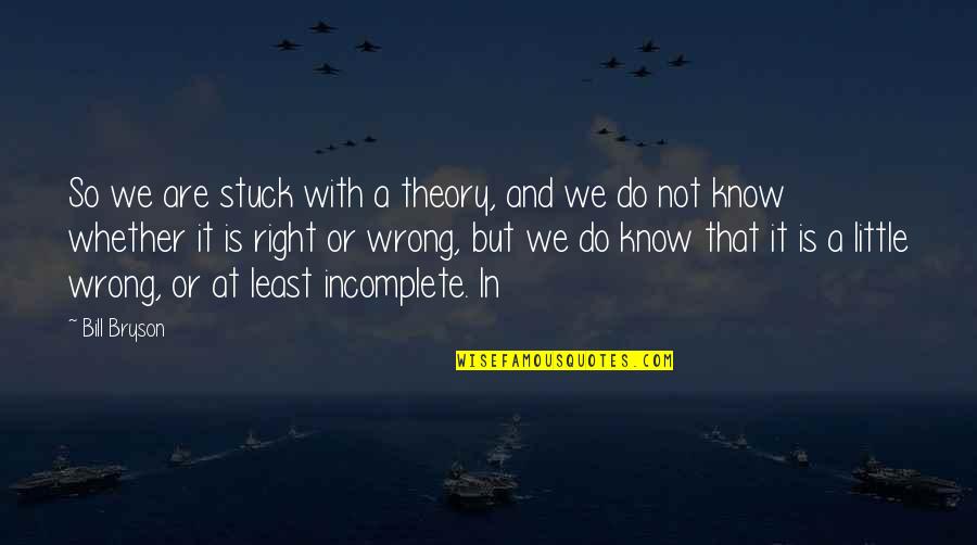 Szpilman Pianist Quotes By Bill Bryson: So we are stuck with a theory, and