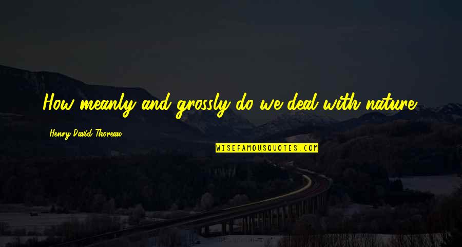 Szubanski Magda Quotes By Henry David Thoreau: How meanly and grossly do we deal with Szubanski Magda Quotes By Henry David Thoreau: How meanly and grossly do we deal with