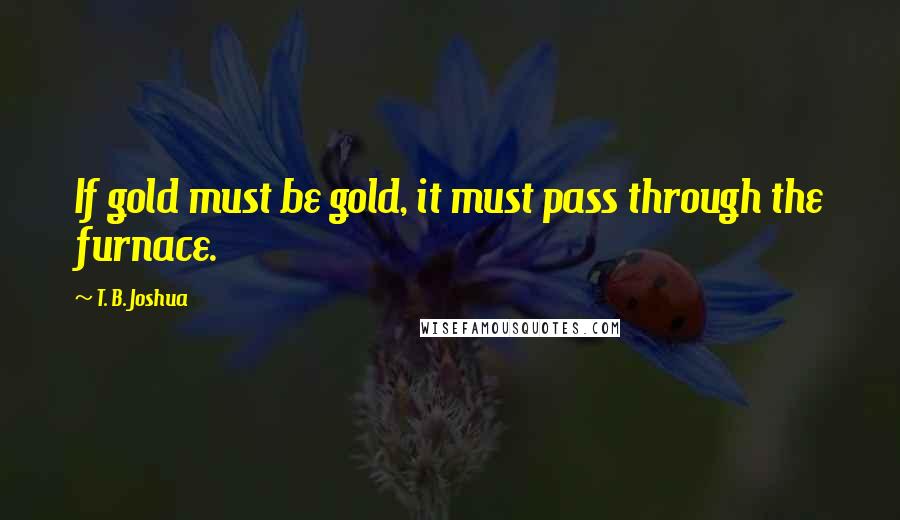 T. B. Joshua quotes: If gold must be gold, it must pass through the furnace.