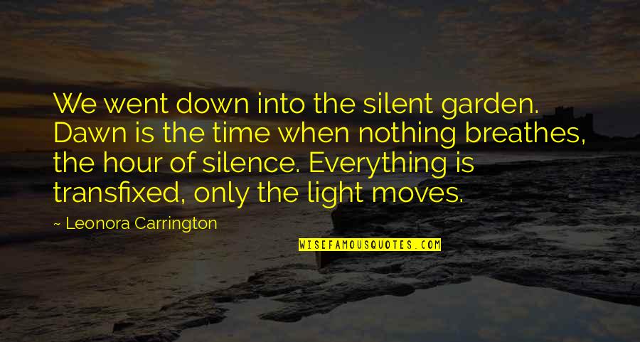 T Baksb In Bj Rk Quotes By Leonora Carrington: We went down into the silent garden. Dawn T Baksb In Bj Rk Quotes By Leonora Carrington: We went down into the silent garden. Dawn