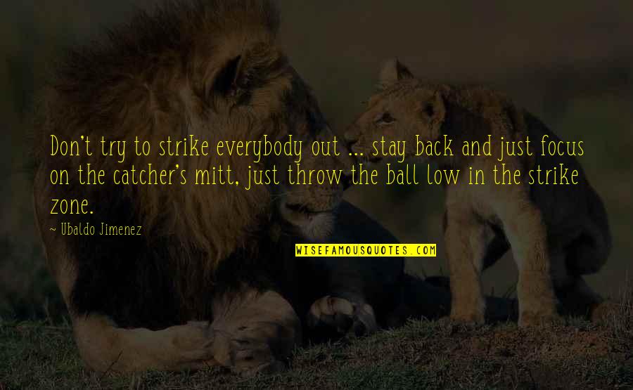 T Ball Quotes By Ubaldo Jimenez: Don't try to strike everybody out ... stay